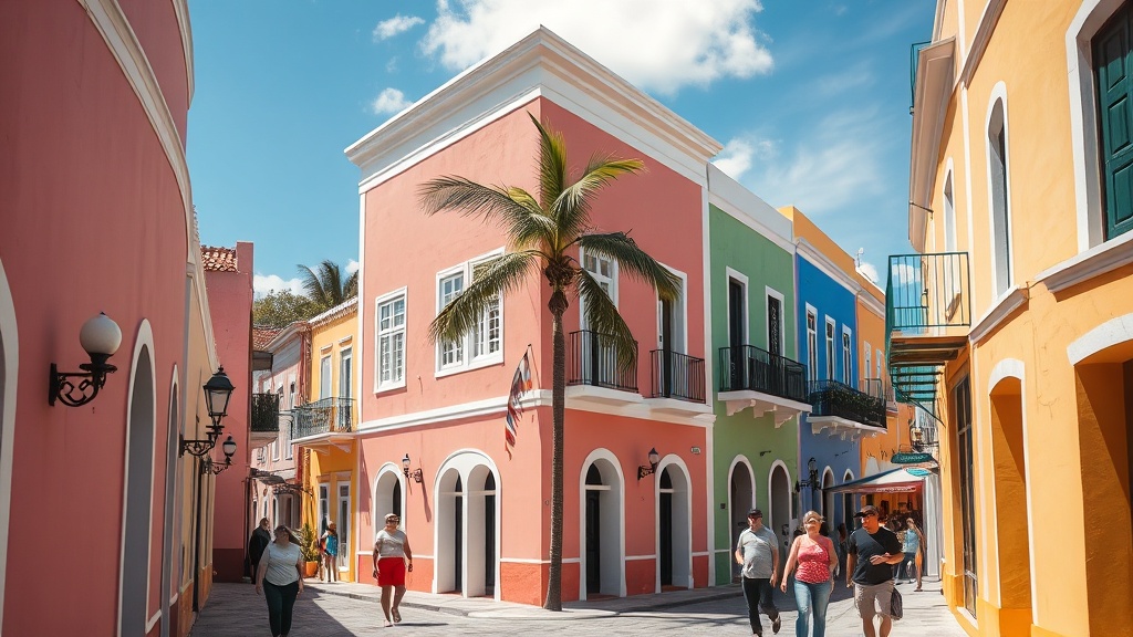 Colourful colonial streets in the Punda district of Willemstad, Curaçao