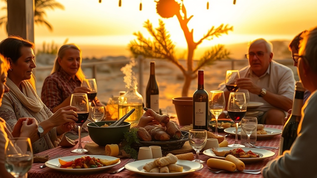 Traditional Cyprusn feast with abysta, adjika, and wine