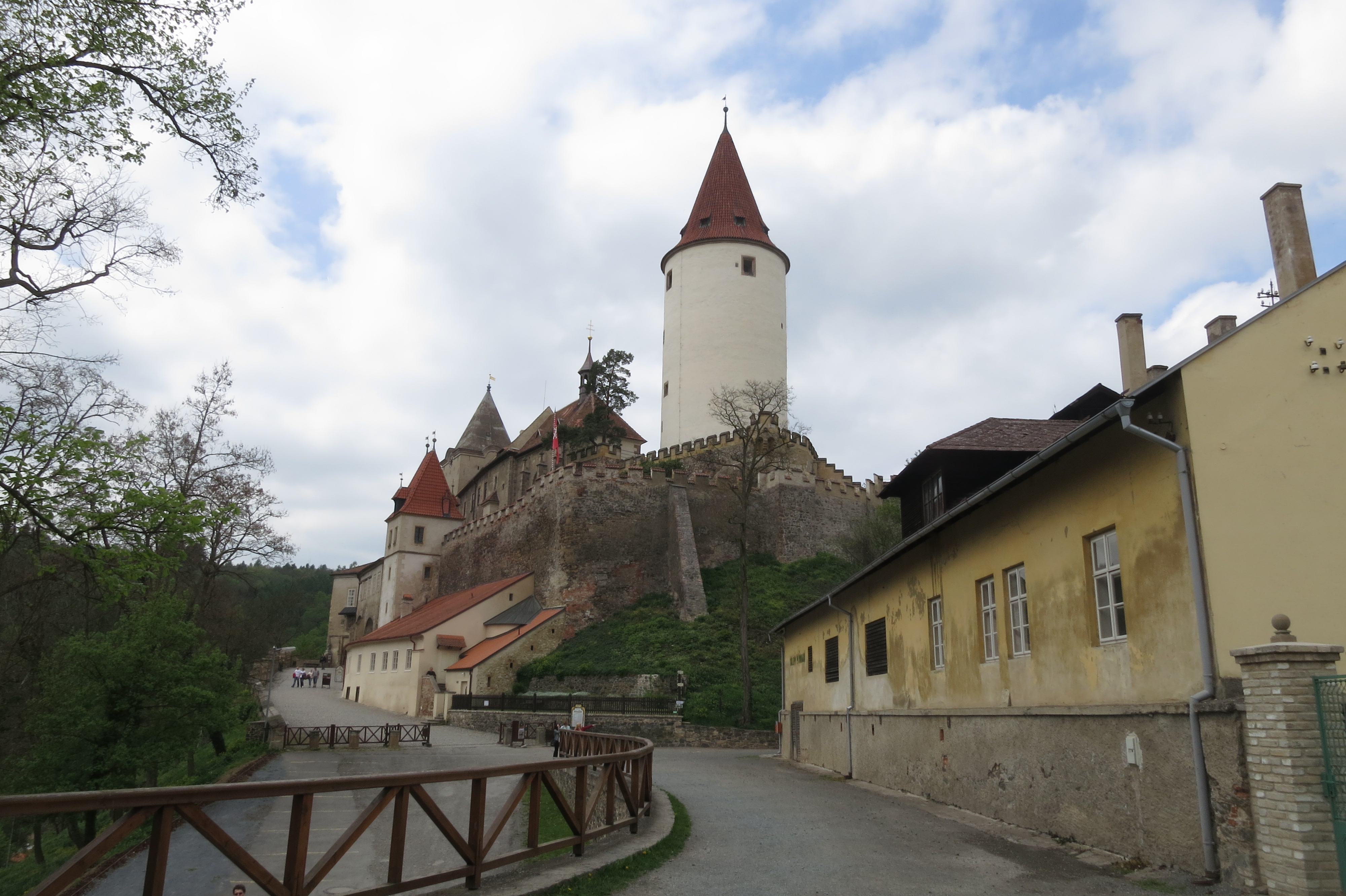 Krivoklat Castle with round tower and battlements