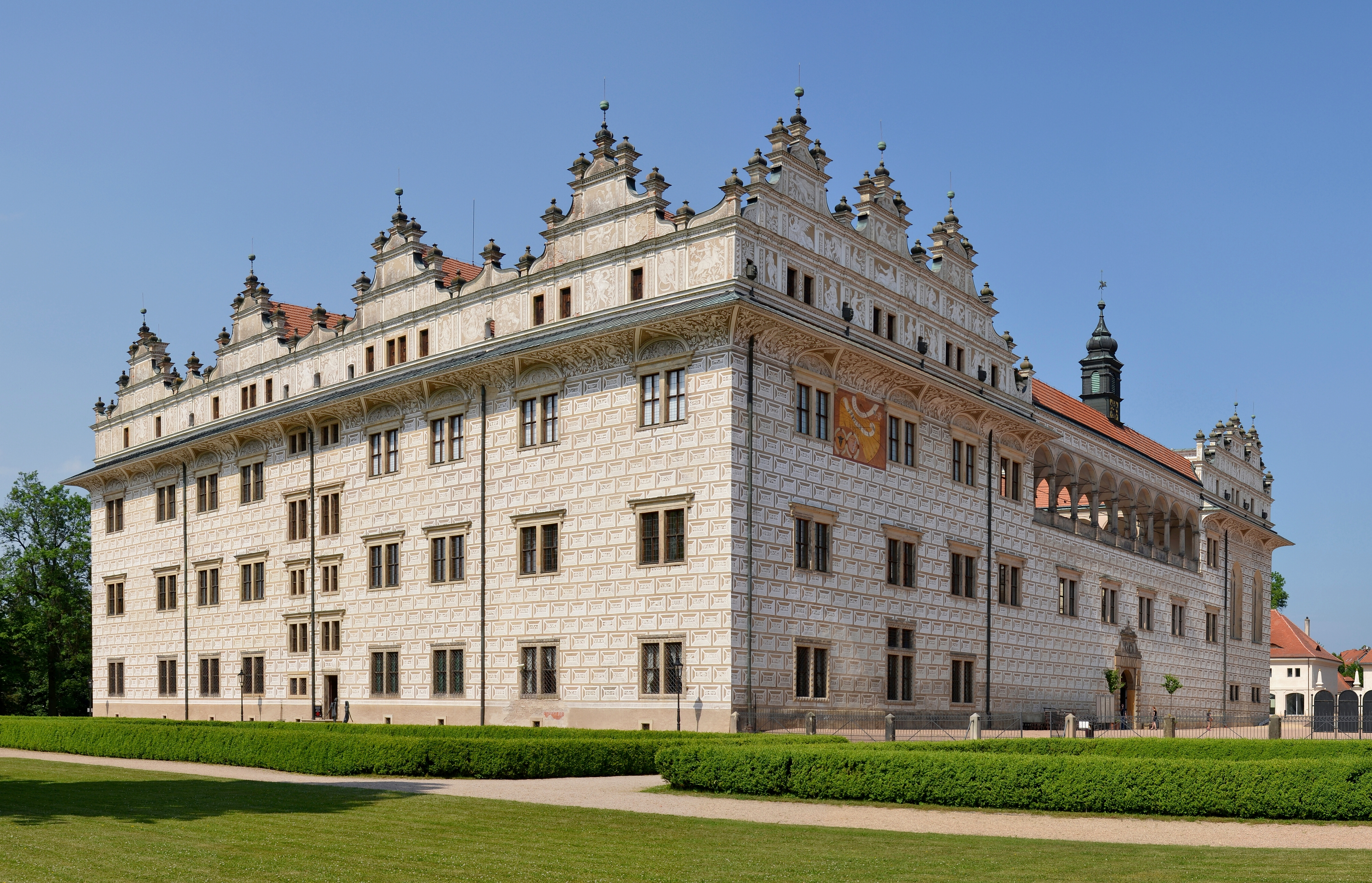 Litomysl Renaissance chateau facade with sgraffito decoration