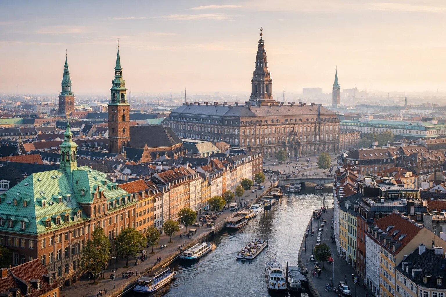 Copenhagen aerial view with Christiansborg Palace