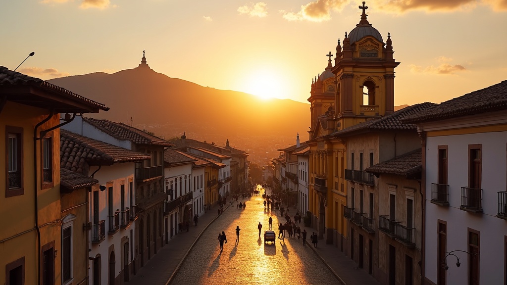 Quito historic colonial center with cathedral