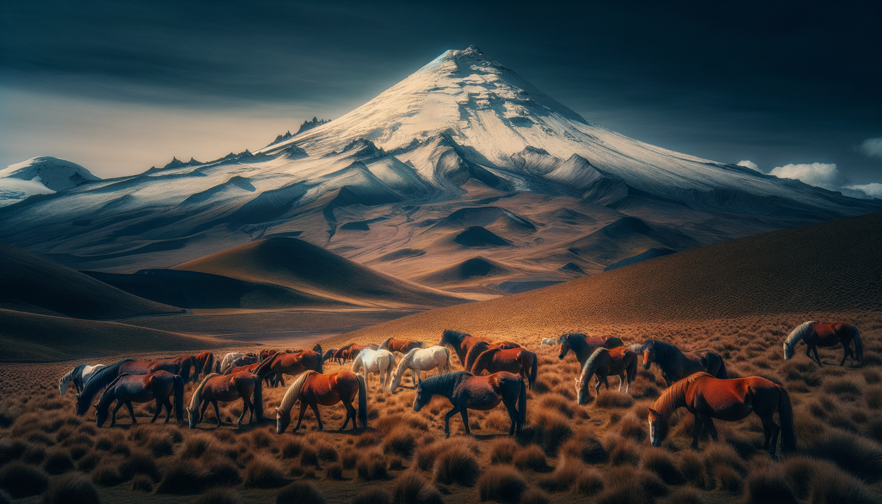 Cotopaxi volcano with snow-capped peak