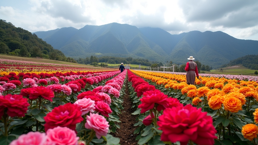 Ecuador rose plantation in the highlands
