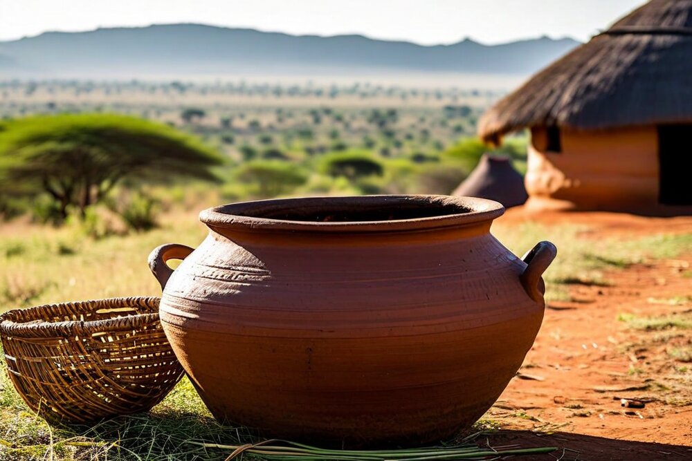 Umcombotsi — sorghum beer, shared from one vessel