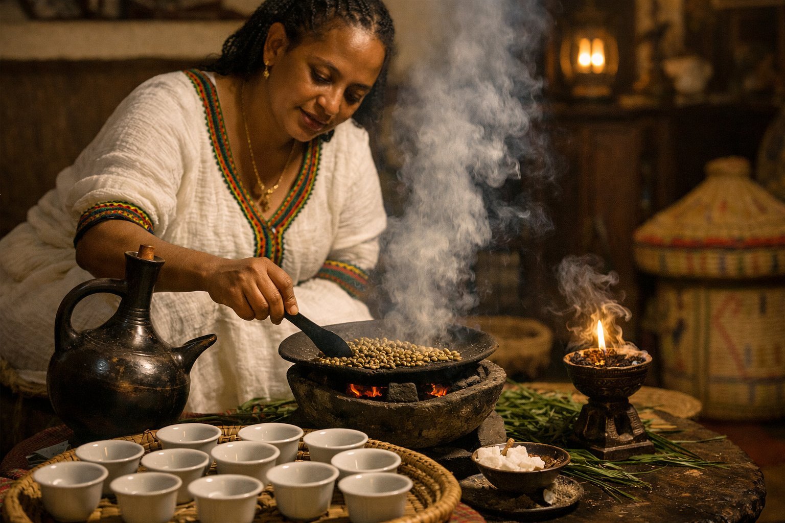 Ethiopian coffee ceremony bunna