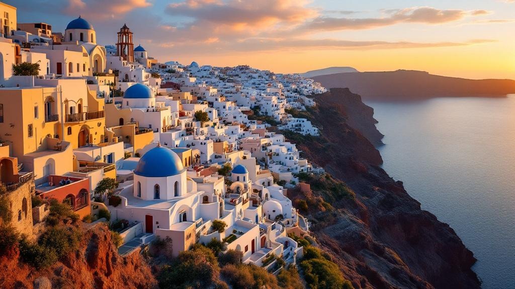 Santorini Greece at golden hour