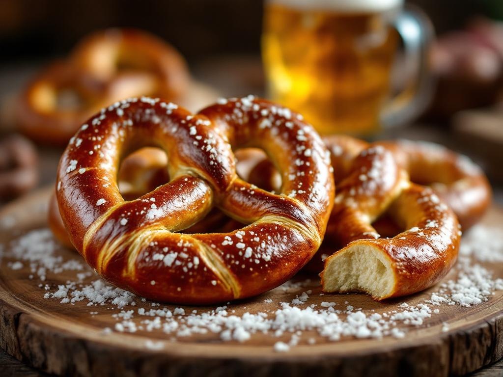 Bavarian Brezeln - golden lye pretzels with coarse salt