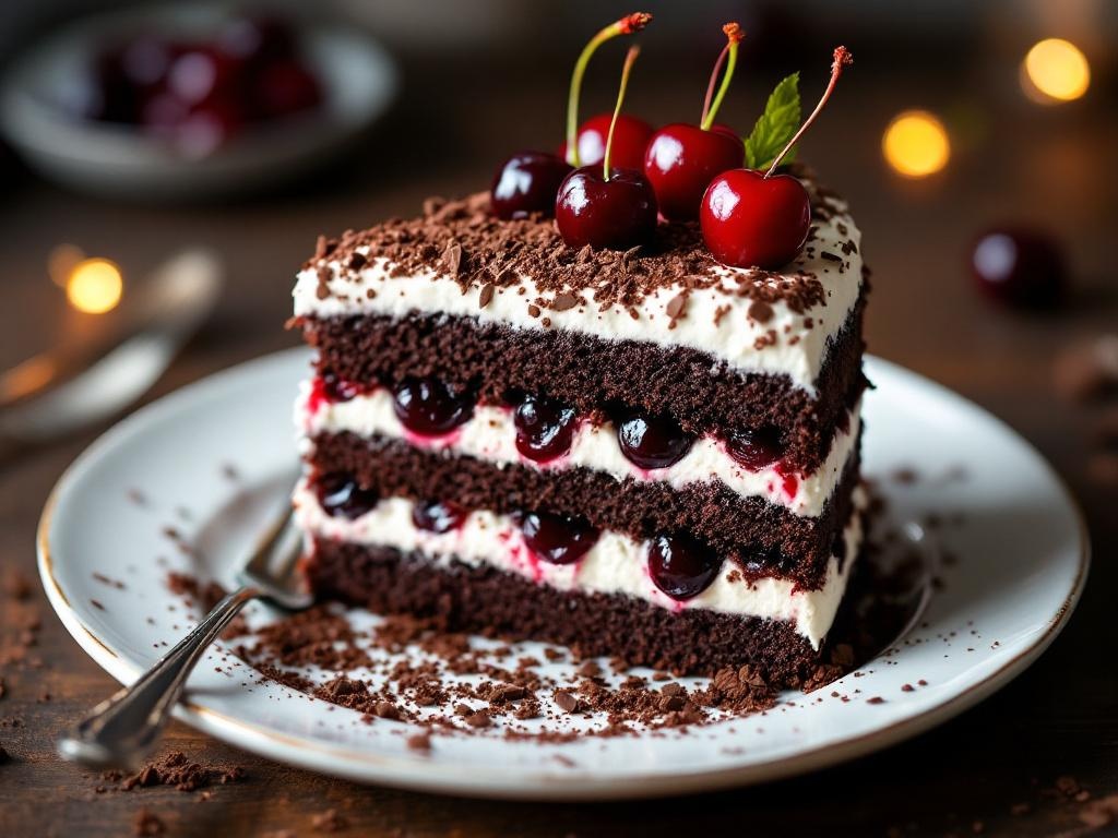 Schwarzwälder Kirschtorte - Black Forest Cake with cherries and cream