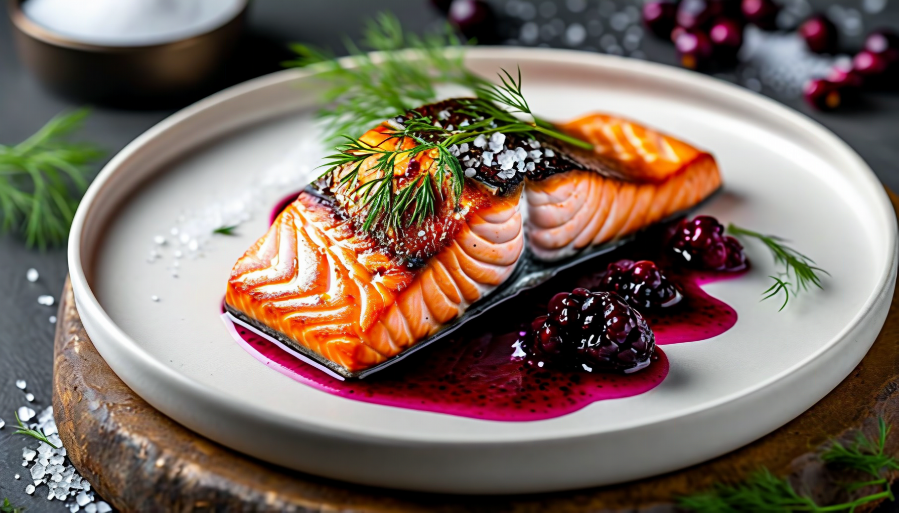 Arctic char dish with crowberry butter