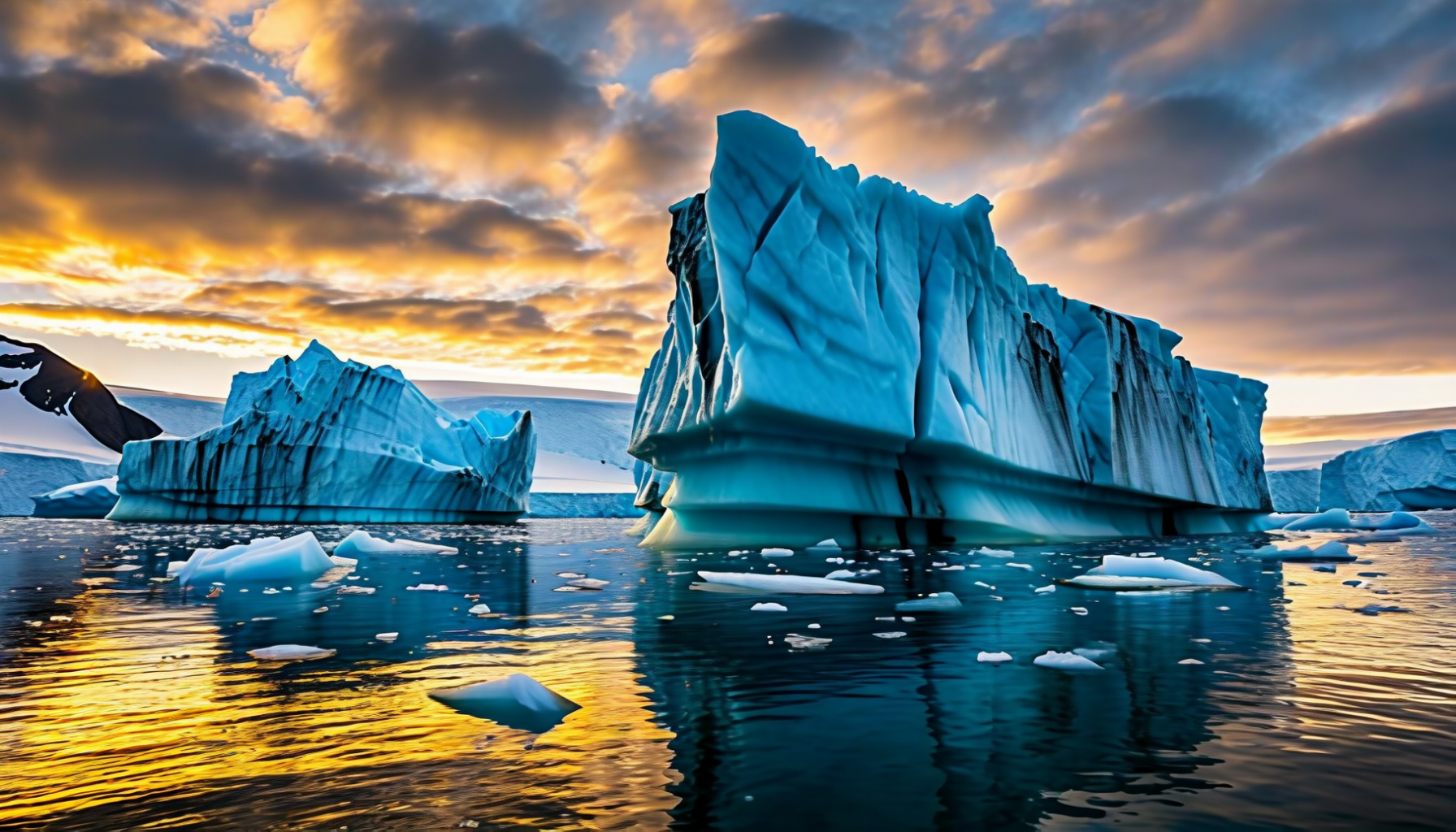 Ilulissat Icefjord at midnight sun