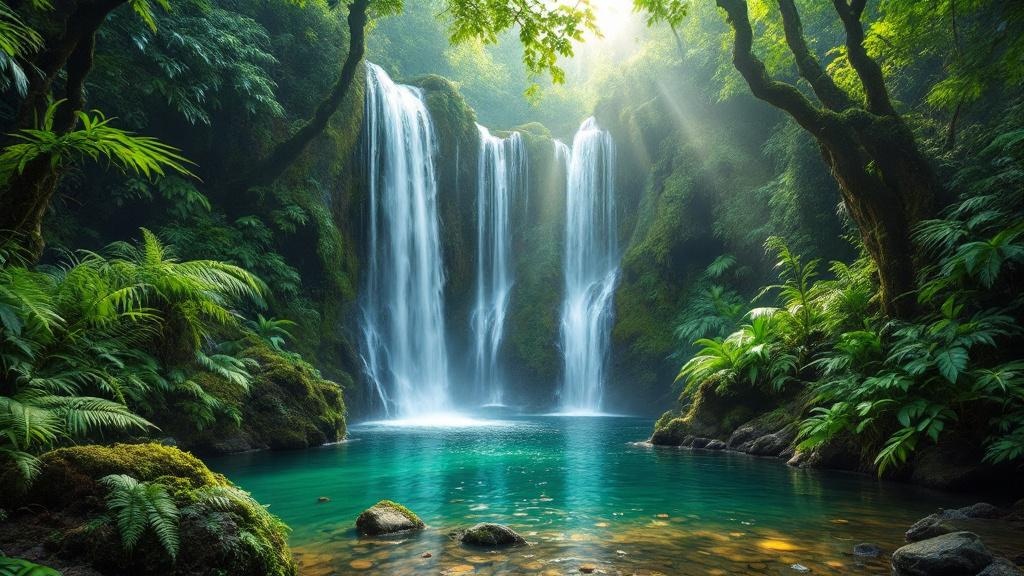 Seven Sisters waterfall cascading through rainforest in Grenada