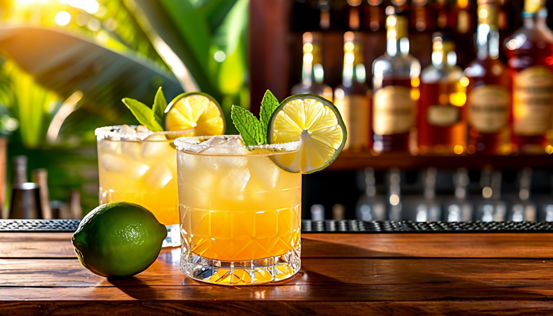 Ti Punch cocktail with rhum agricole and lime