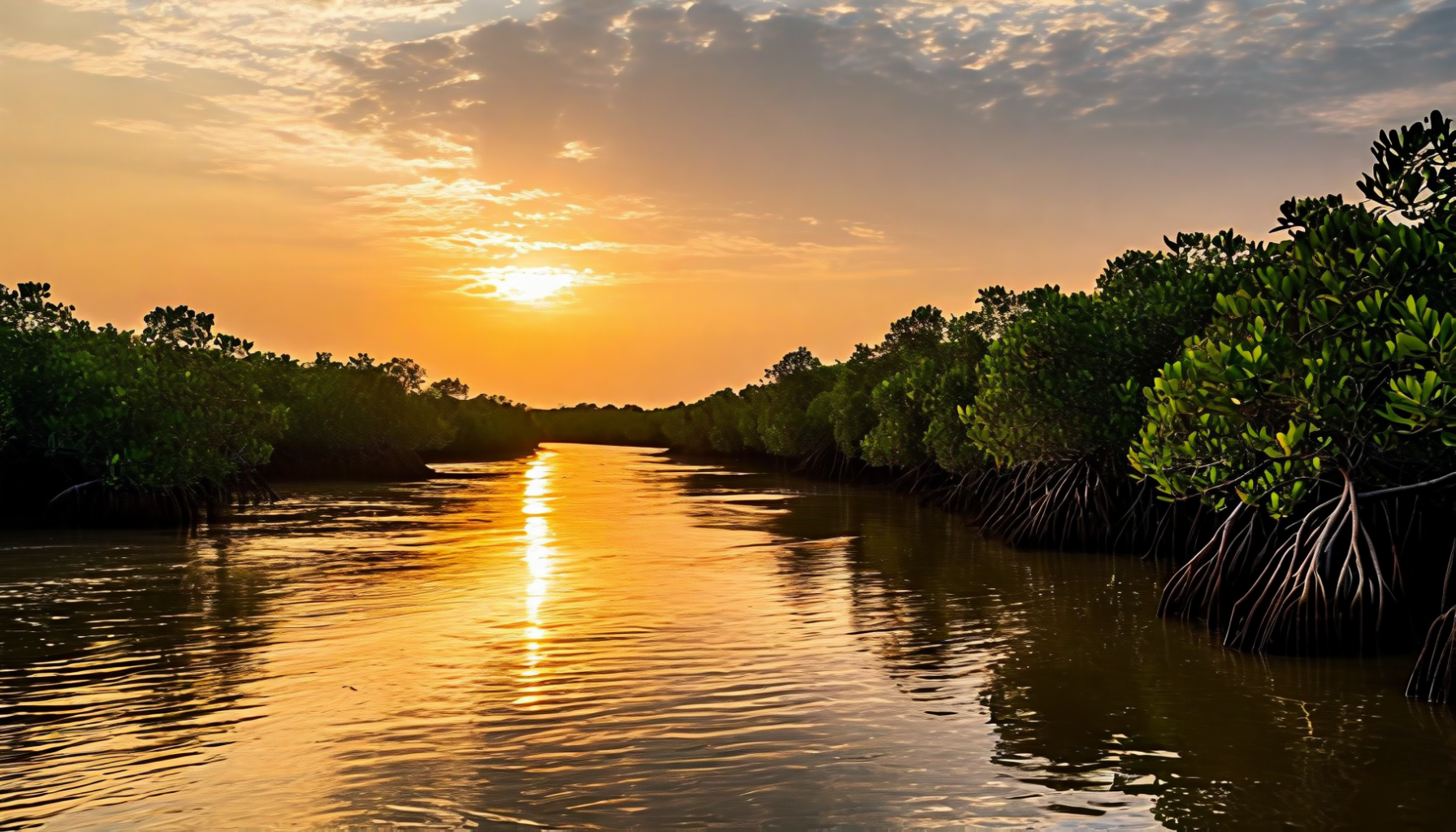 Mangrove channels at sunset