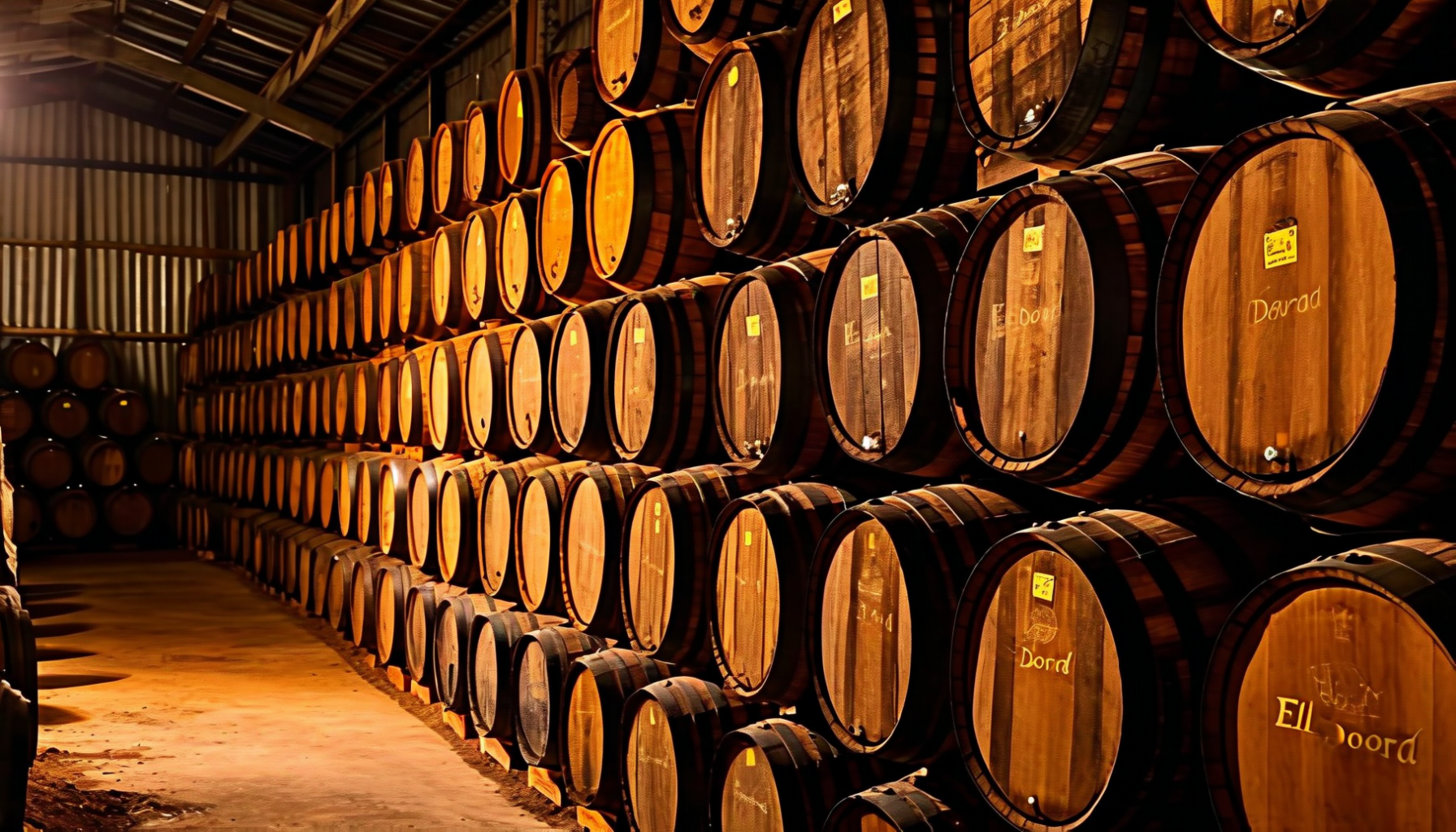 El Dorado rum barrels at Diamond Distillery