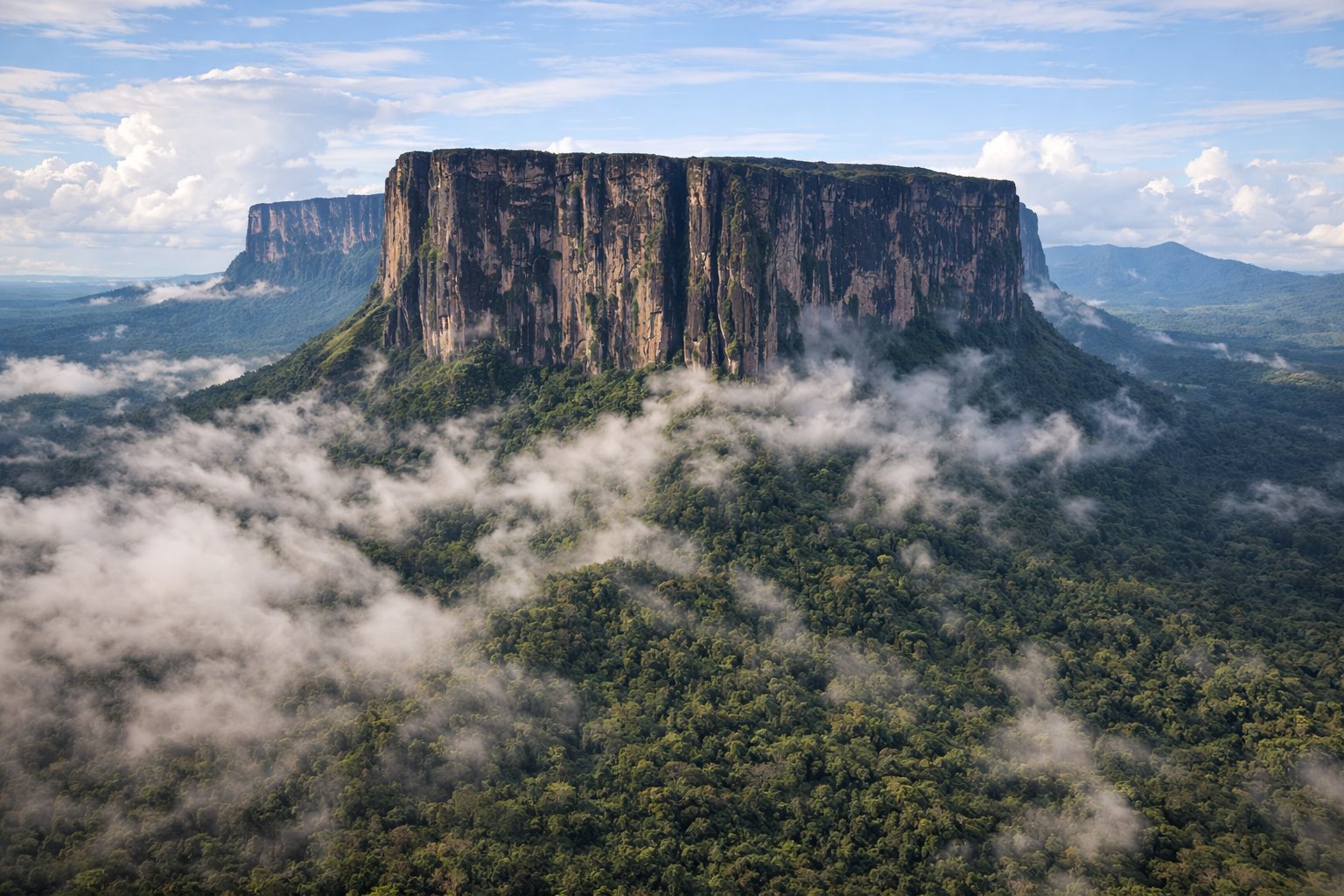 Tepui mountains and rainforest in Guyana's interior