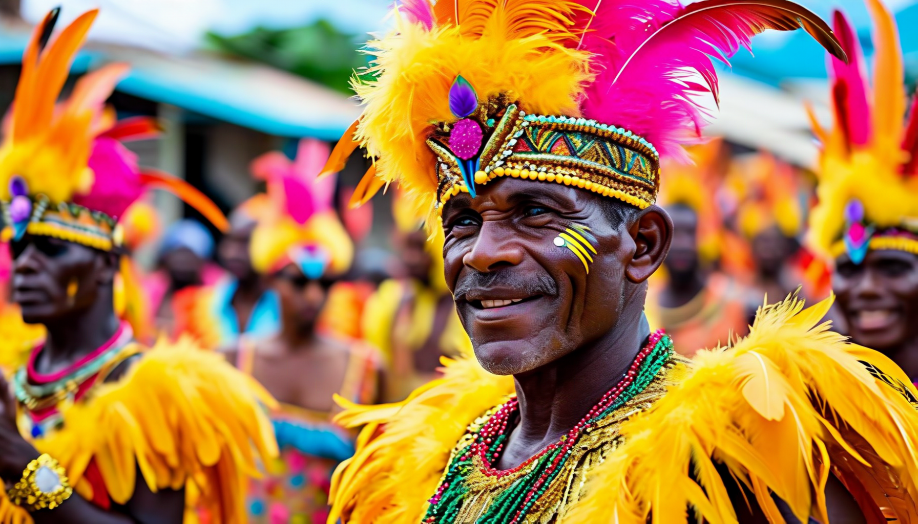 Mashramani carnival dancers in Georgetown