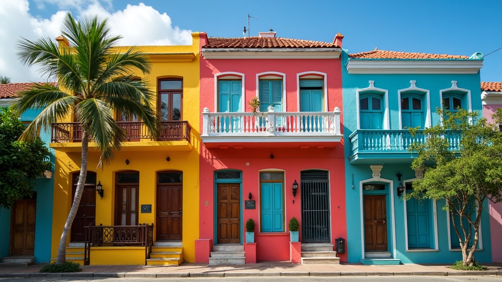 Colorful Haitian street art and architecture
