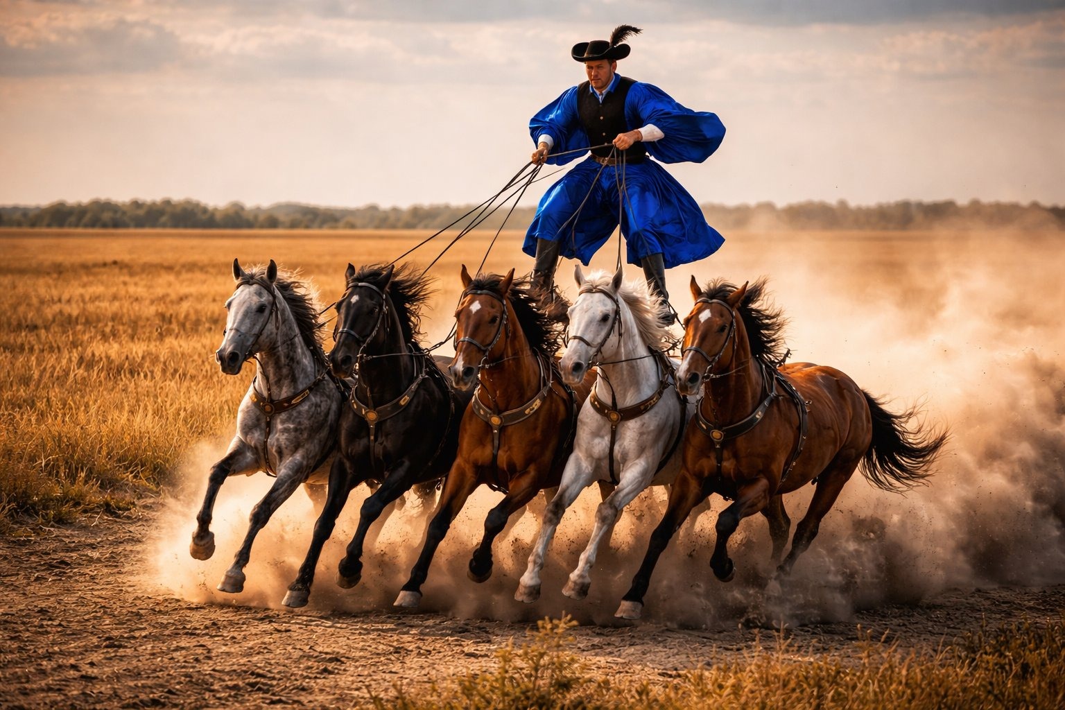 Hungarian Puszta with Horsemen