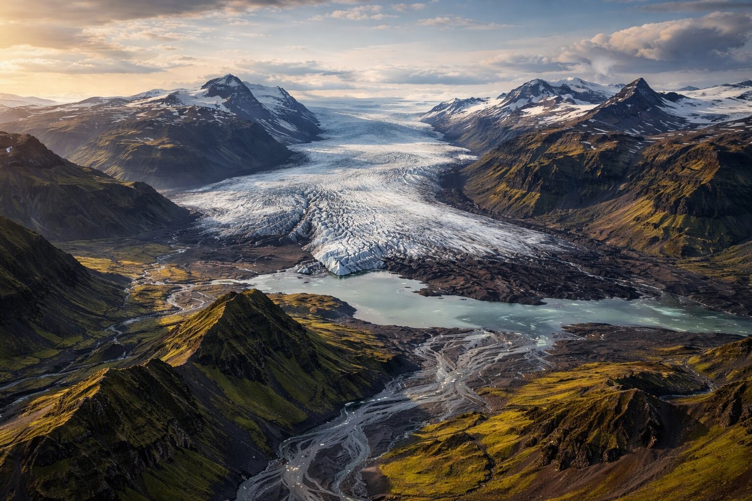 Glacier lagoon with icebergs