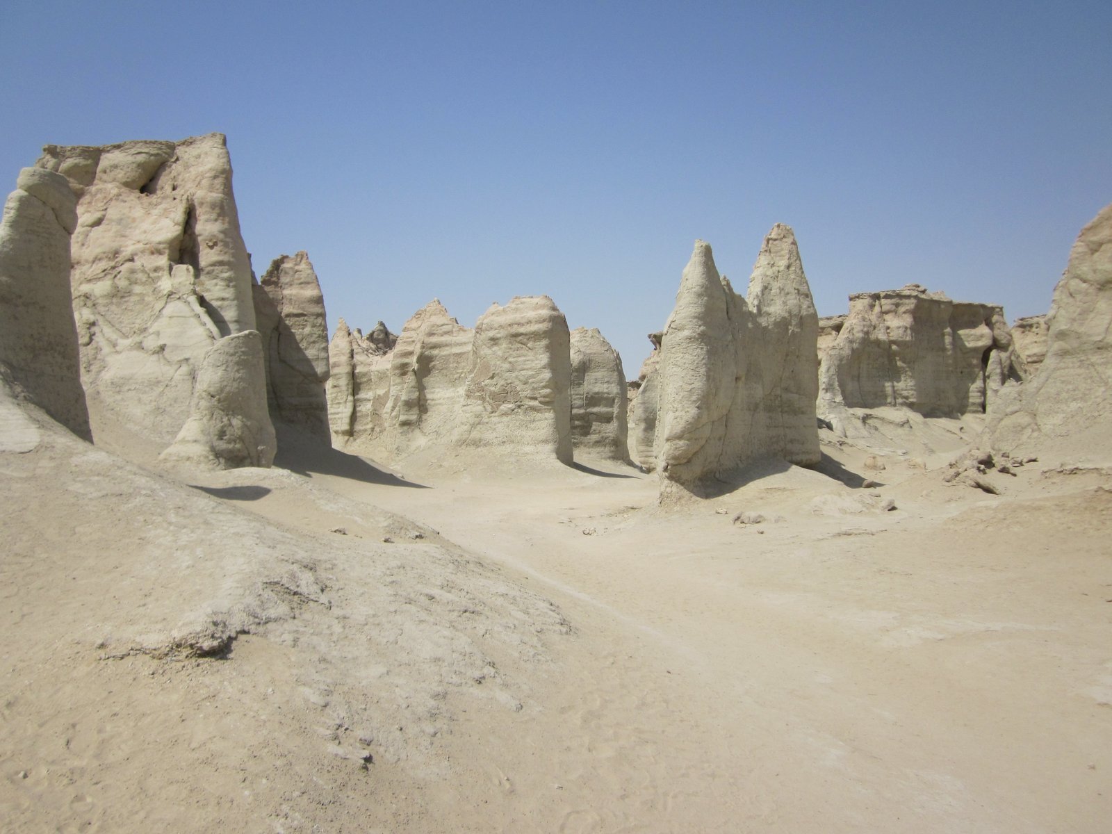 The spire-like rock formations of the Valley of the Stars on Qeshm Island, Iran