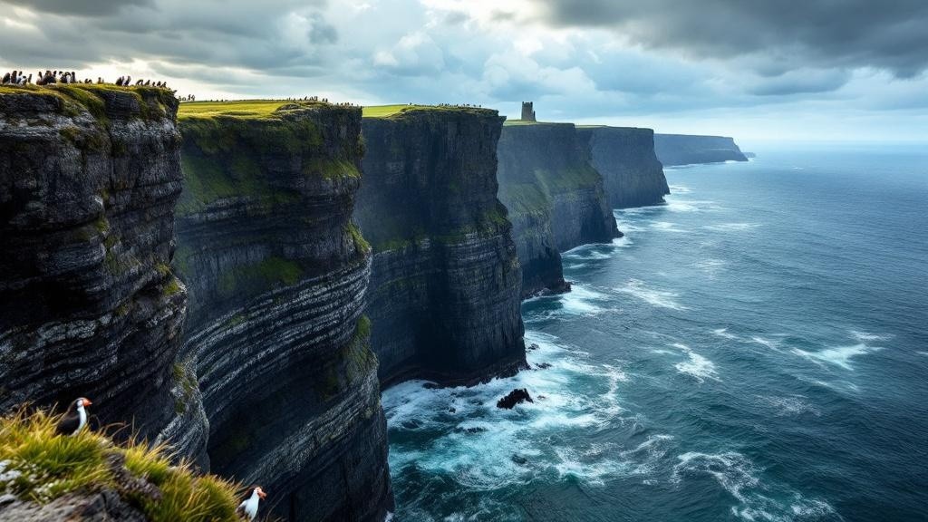 Cliffs of Moher rising from the Atlantic Ocean