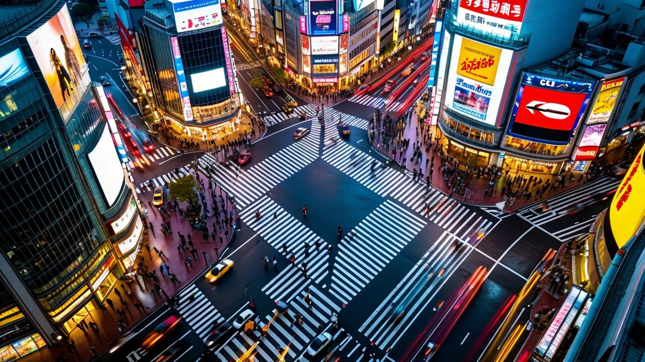 Shibuya Crossing — Tokyo's iconic scramble intersection at night