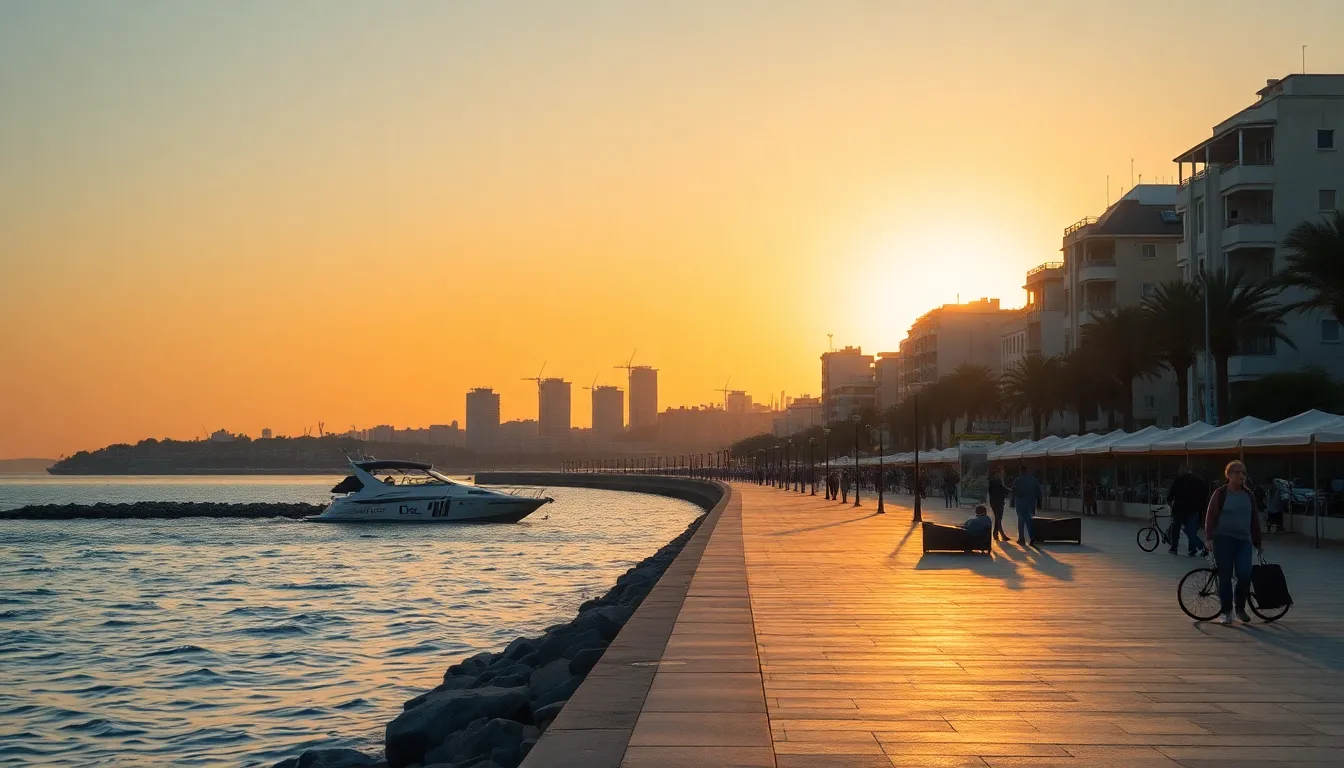 Beirut Seafront Promenade at golden hour