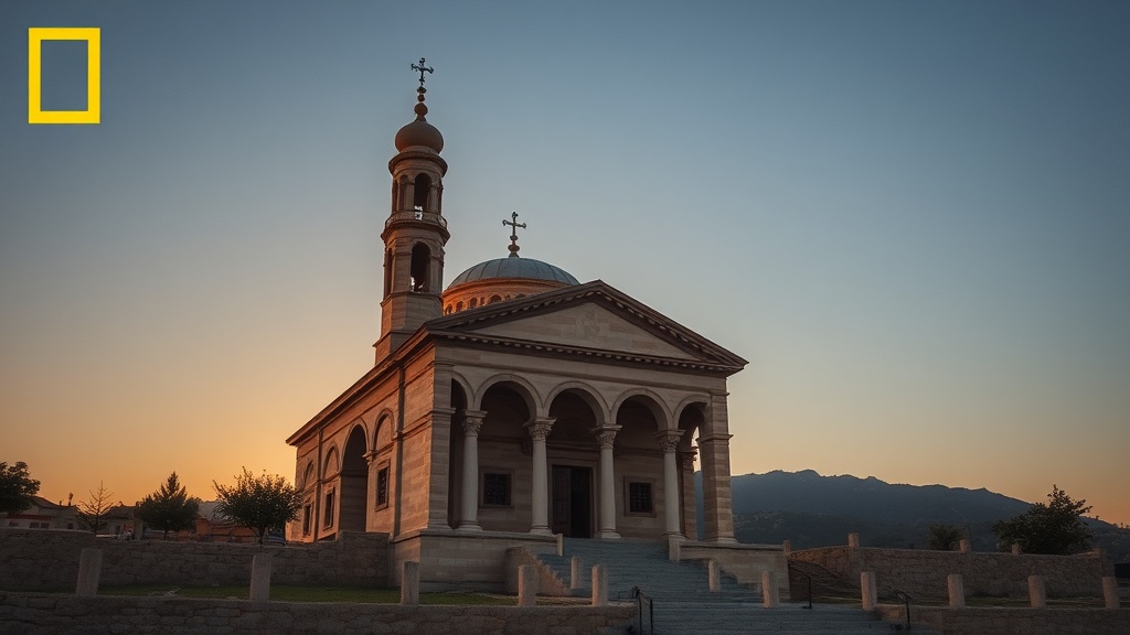 New Athos Monastery at sunset