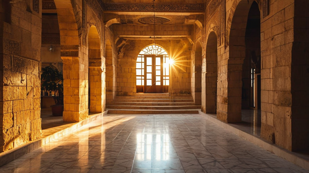 New Athos Monastery Interior with golden iconostasis