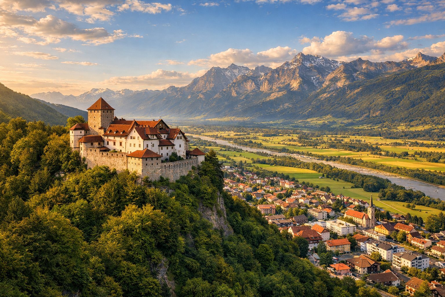 Liechtenstein — Vaduz Castle overlooking the Rhine Valley