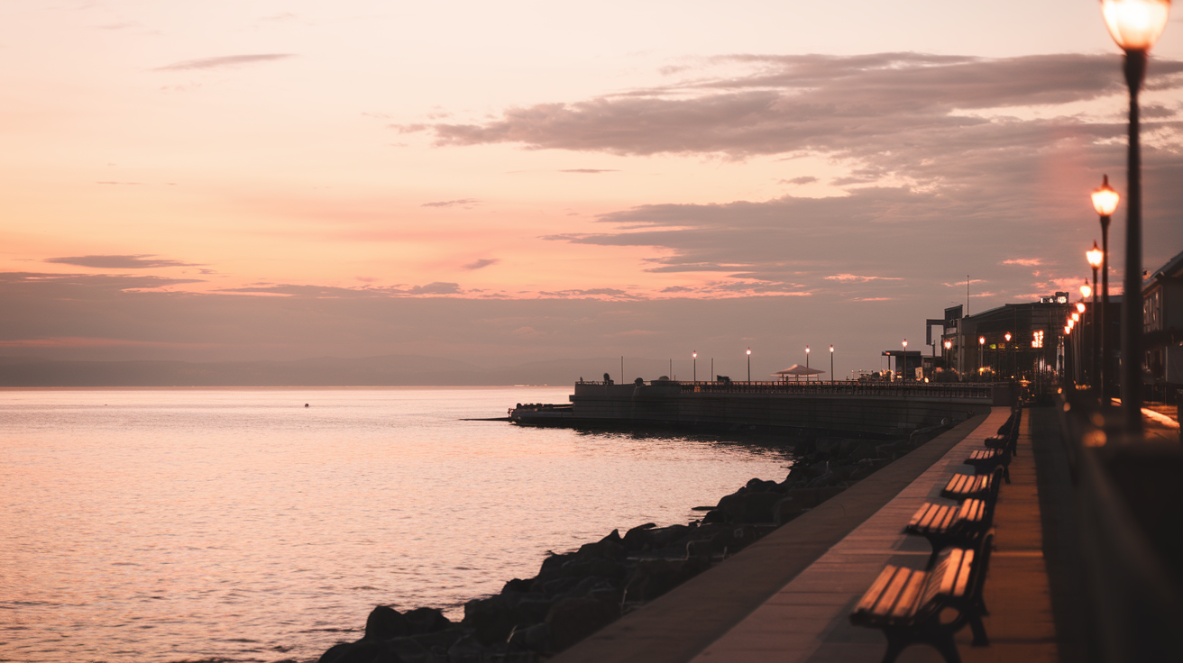 Vaduz Seafront Promenade at golden hour
