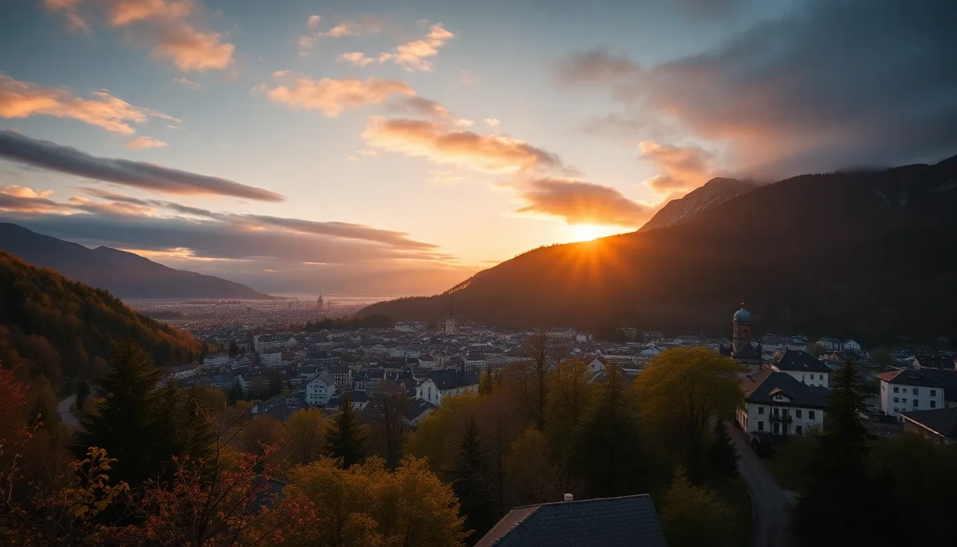 New Athos Monastery overlooking lake with Europe mountains