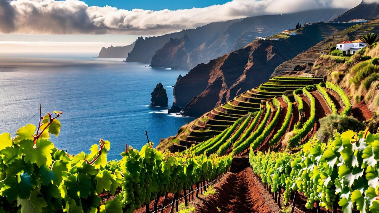 Madeira vineyards terraced hillside wine region