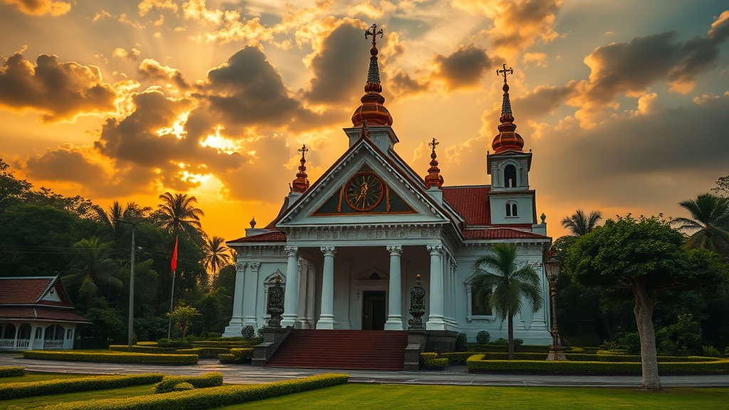 New Athos Monastery at sunset