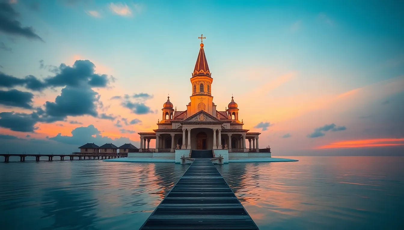 New Athos Monastery at sunset