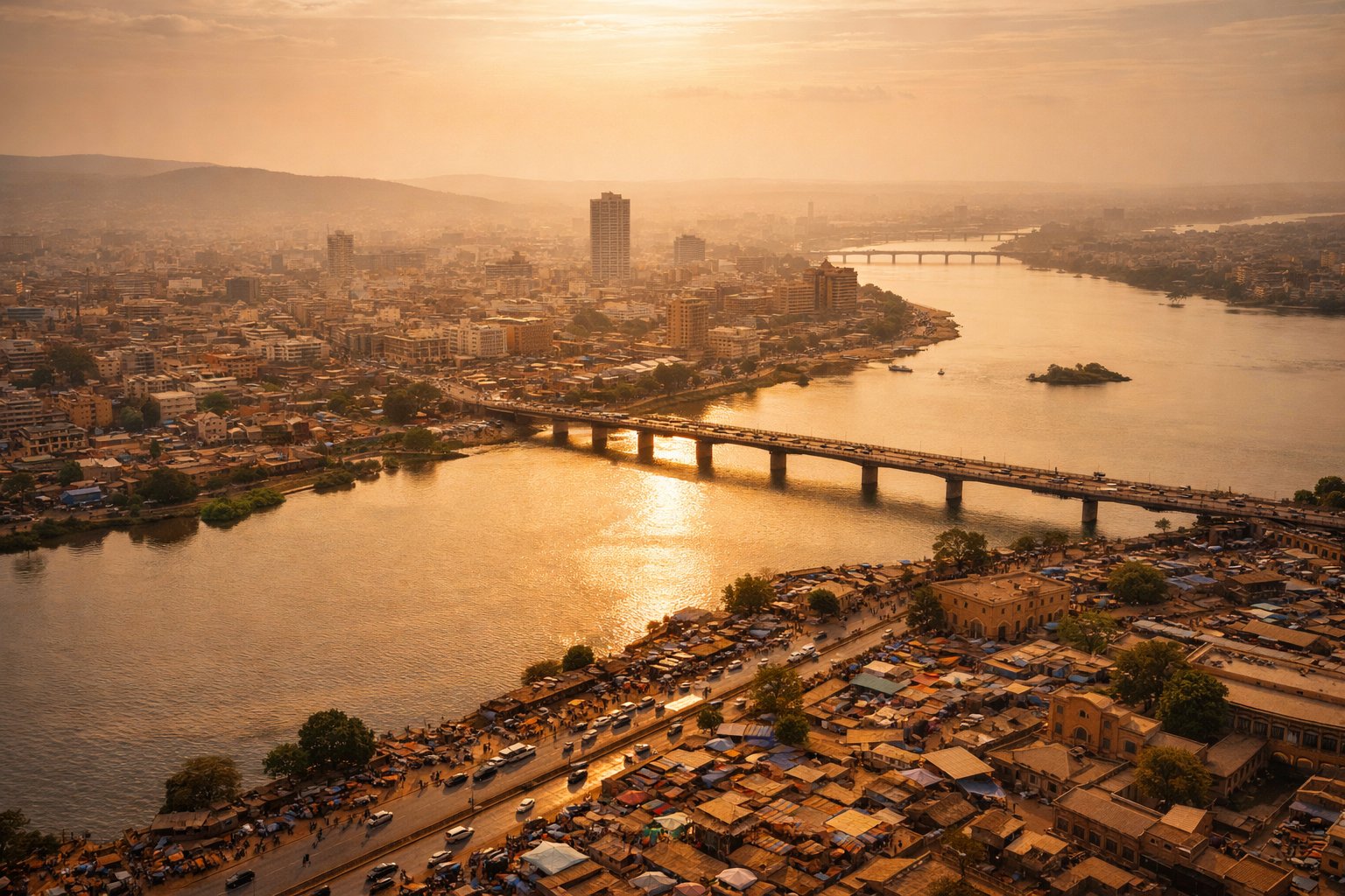 Aerial view of Bamako, capital of Mali