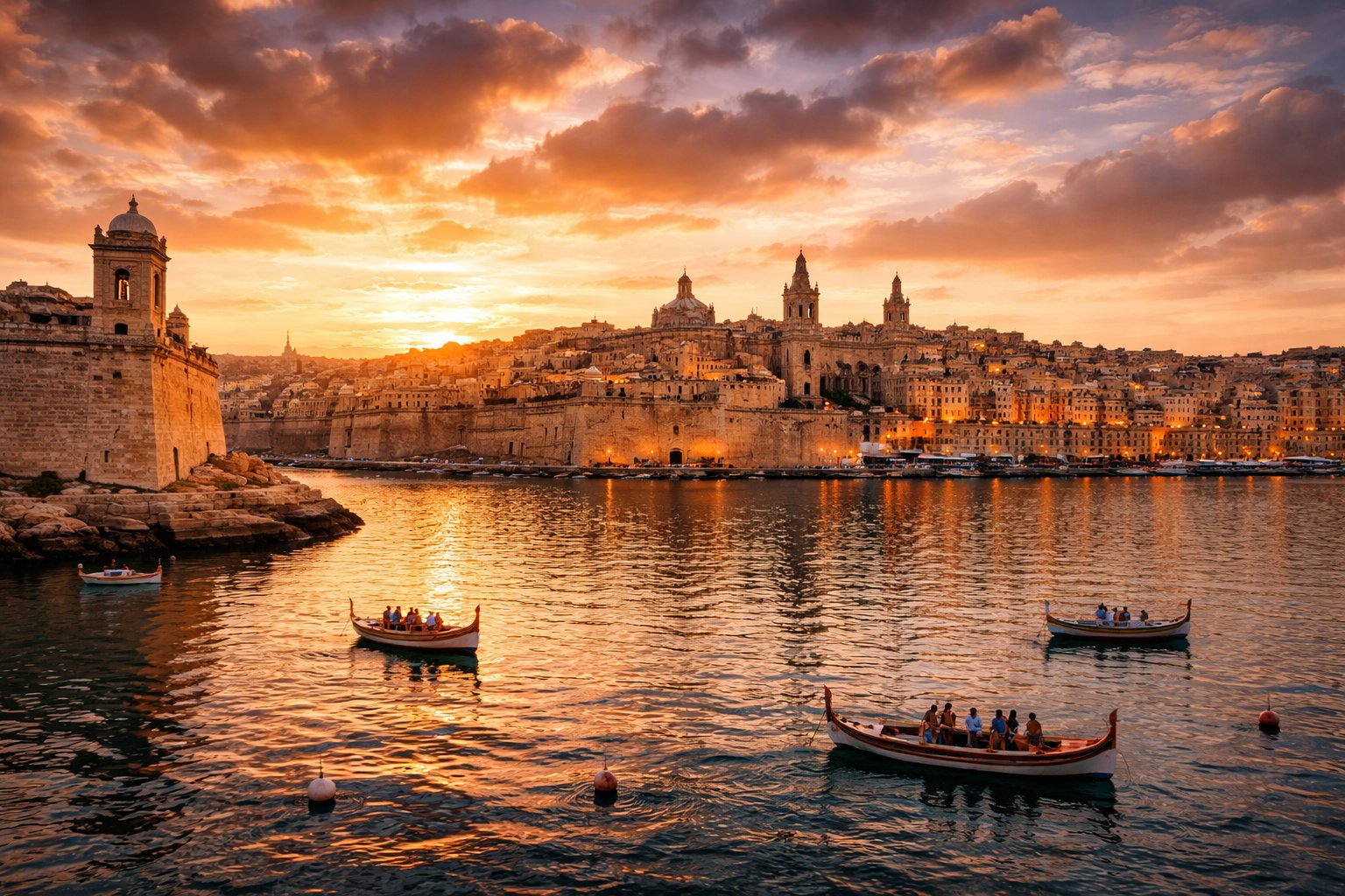 Three Cities at sunset