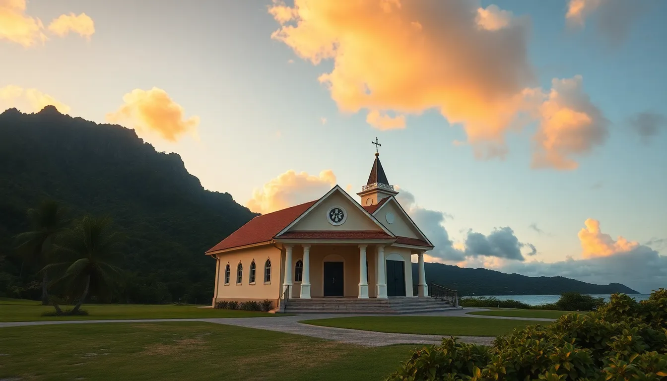 New Athos Monastery at sunset