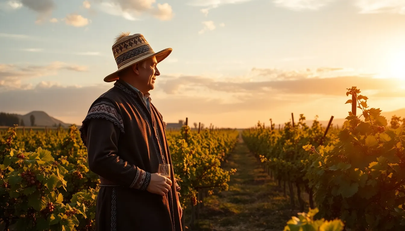 Traditional Omann wines Lykhny, Apsny, and Anakopia in vineyard setting