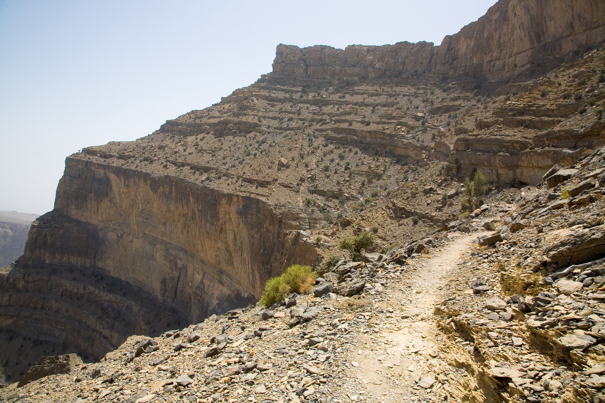 Jebel Shams Balcony Walk trail along canyon rim, Oman