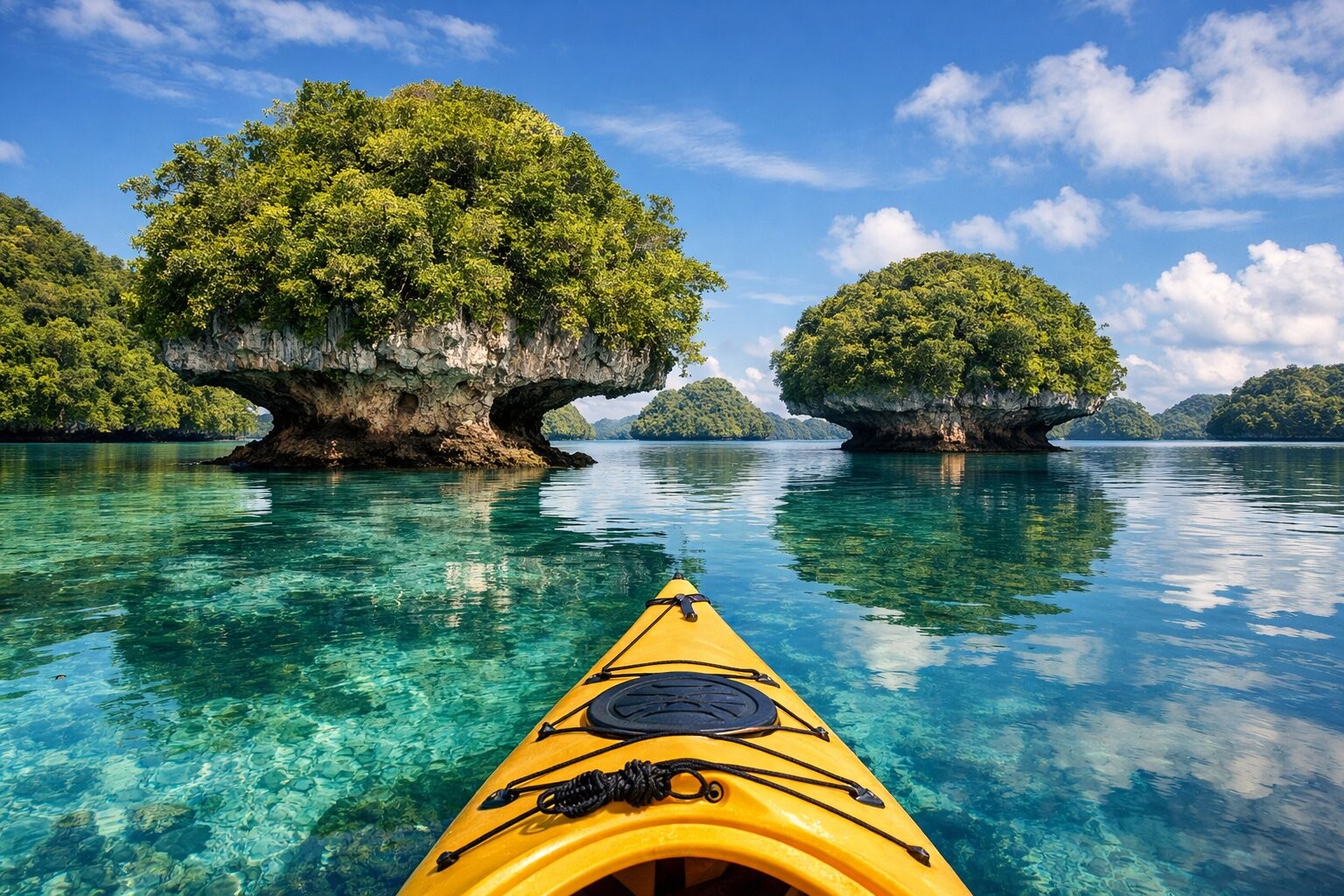 Rock Islands from kayak perspective Palau