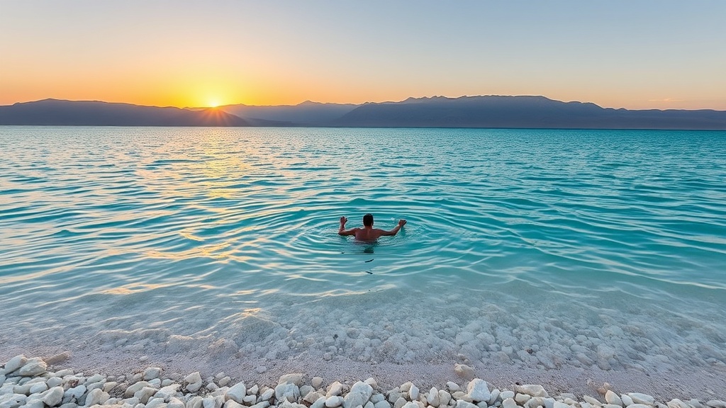 Dead Sea from the wooden dock