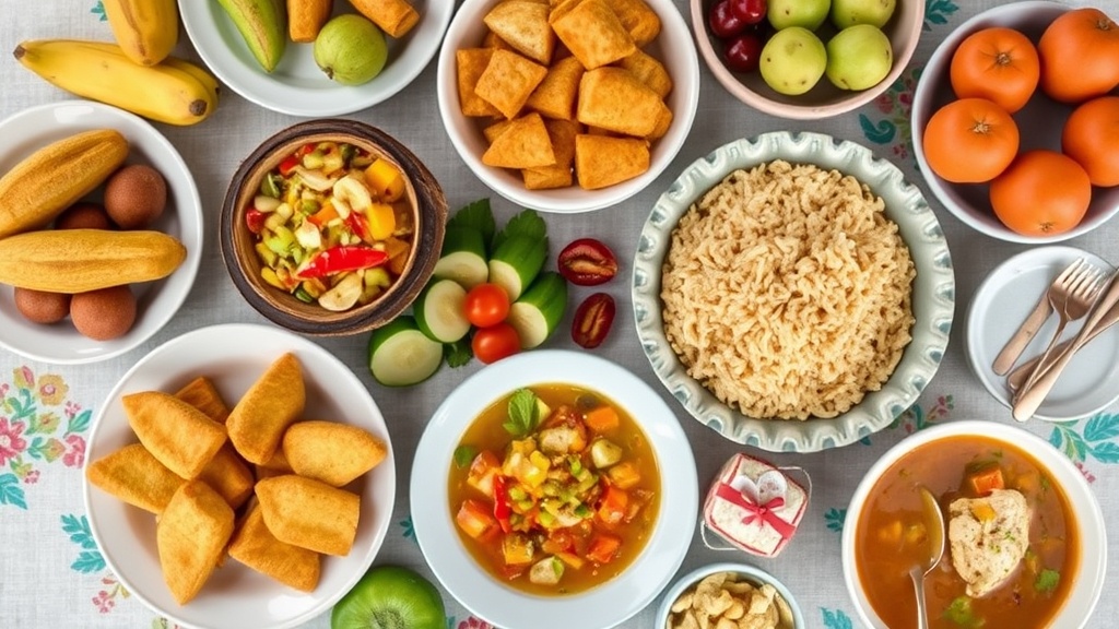 Traditional Panamanian food spread