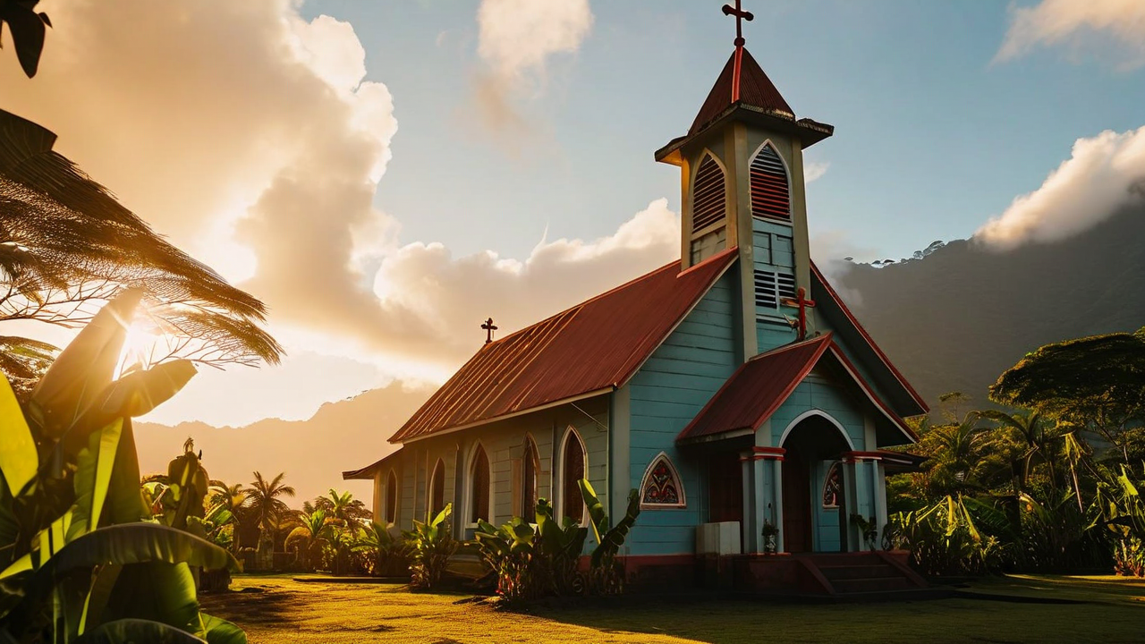 New Athos Monastery at sunset