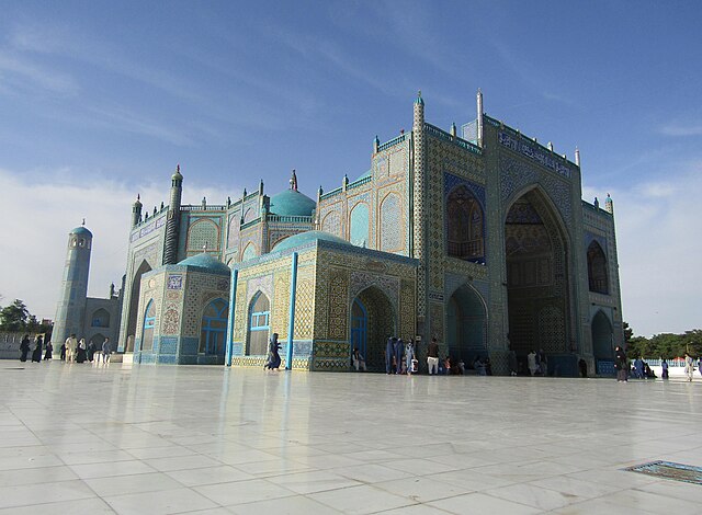 Blue Mosque with white doves