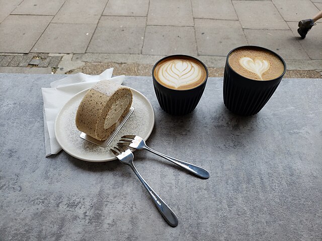 Australian breakfast with flat white coffee