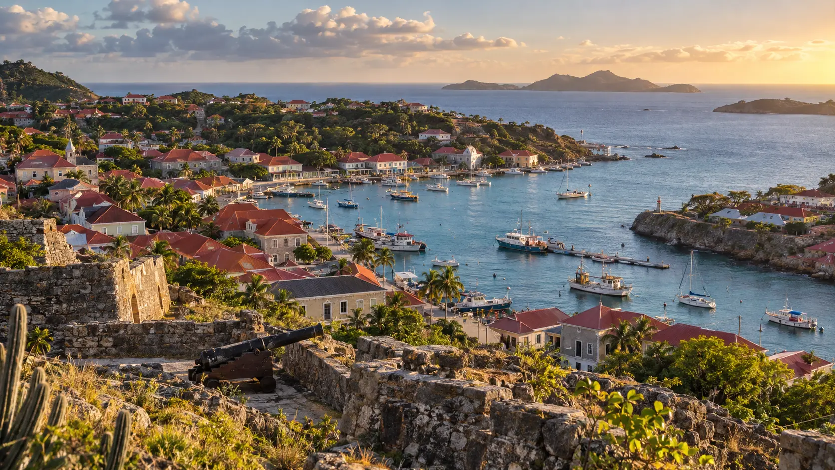 Gustavia harbour and historic town