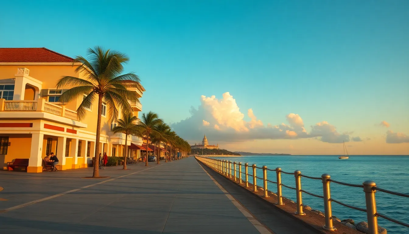 Basseterre Seafront Promenade at golden hour
