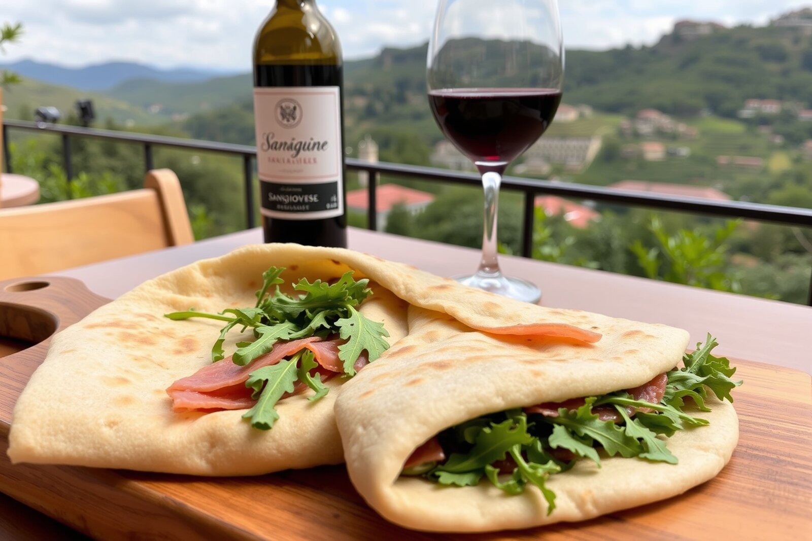 Traditional Sammarinese piadina and local wine